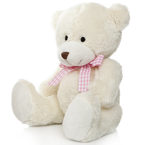 Peluche urso branco com laço Rosa 15 cm
